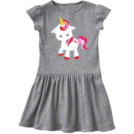 

Inktastic Cute Little Unicorn Red And Pink Mane Hearts Gift Toddler Girl Dress