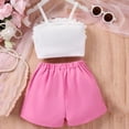 thumbnail image 4 of Ruyang Girls Summer Outfits Toddler Kids Camisole Ruffle Crop Tops and Short Pant with Flowers Clothes 2 Piece Clothing Set, 4 of 5