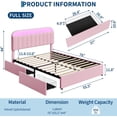 thumbnail image 2 of YUSAZENS Full Size Velvet Upholstered Bed Frame with LED Light, MDF Structure 2 Underbed Storage Drawers, Floor Standing Soft Platform Bed No Box Spring Needed,  Pink, 2 of 9
