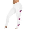 thumbnail image 2 of Breast Cancer Print Pants for Women Awareness Pink Ribbon Print Soft Trousers High Waist Workout Tights Yoga Leggings,White 10,M, 2 of 5