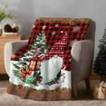 thumbnail image 2 of Christmas Flannel Blanket for Bed,Travel and Camping, Xmas Dwarfs Pine Tree Snowflakes Plaid Wood Grain Super Soft Cozy Blanket for All Seasons 40"x50", 2 of 9