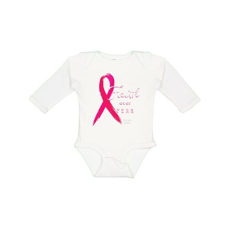 

Inktastic Faith over Fear Breast Cancer Awareness with Pink Ribbon Gift Baby Boy or Baby Girl Long Sleeve Bodysuit