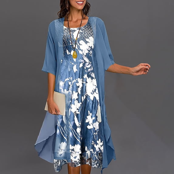 Women's Solid Color Casual Lace Hollow Out Long Sleeve Cardigan + Sleeveless Dress Two Piece Sets Blouses 2 Piece Set Beach Sundress