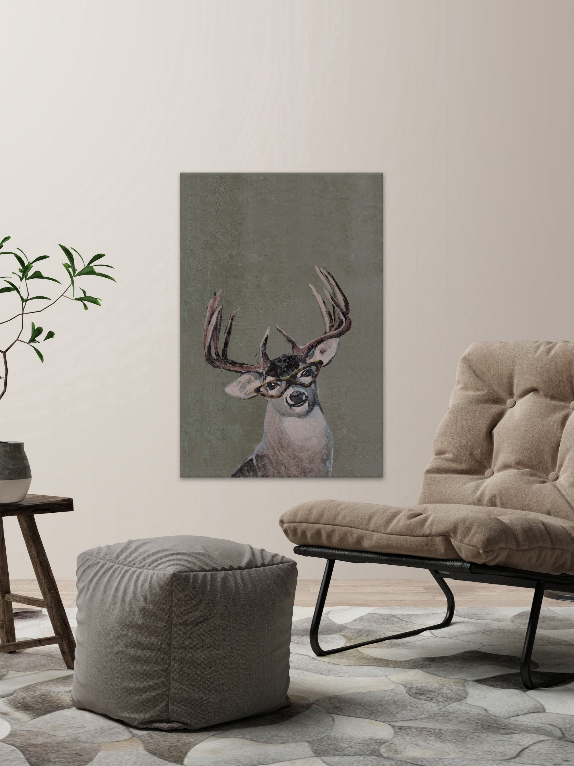Nerdy Deer II Painting Print on Wrapped Canvas