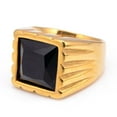 thumbnail image 2 of PAMTIER Unisex Stainless Steel Vintage Classic Square Cut Black Gemstone Signet Ring Rhinestones Statement Wedding Band Comfort Fit Gold Size 11, 2 of 4