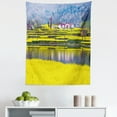 thumbnail image 1 of Yellow Flower Tapestry, Rural Spring Scenery in Northern Shaanxi China Blossoming Farmland, Fabric Wall Hanging Decor for Bedroom Living Room Dorm, 5 Sizes, Hunter Green Yellow, by Ambesonne, 1 of 1