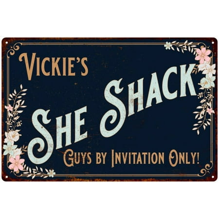Personalized Wall Signs For Home Vickie's SHE SHACK Personalized Sign Metal Wall Decor 8 x 12 High Gloss Metal 208120060254 ()