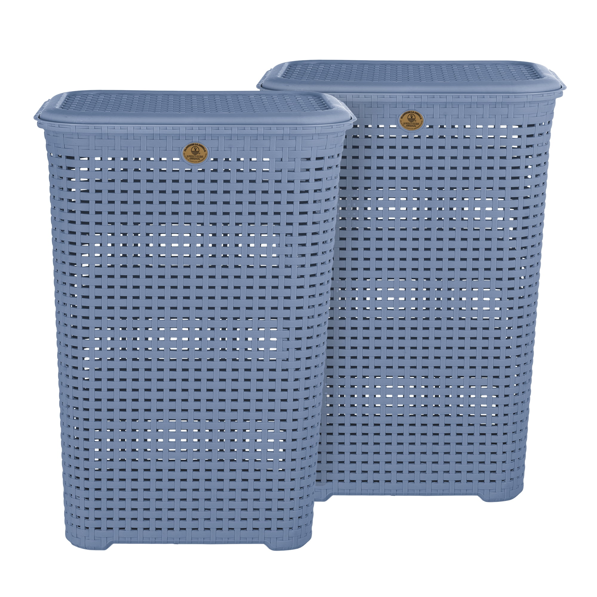 Kit 2 Cestos de Plástico La Ardilla Con Tapa para Ropa Tipo Rattan ...