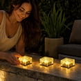 thumbnail image 5 of Outdoor Ice Brick Light for Garden Patio Walkway Decor, Solar Powered Crystal Glass Cube Pathway Lights with Warm White LED, Waterproof Landscape Lighting Ornament for Yard Lawn Driveway & Flower Bed, 5 of 5