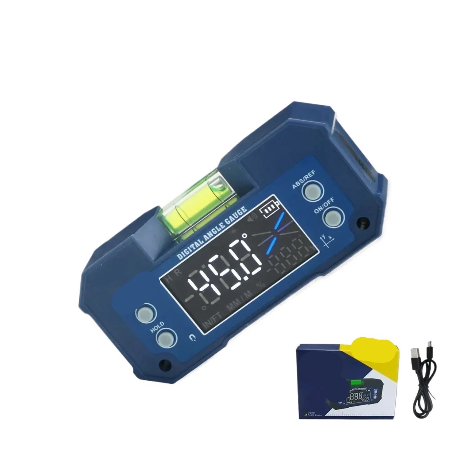 DXL360 Dual Axis Digital Angle Protractor - High-Precision, 5-Side Magnetic Base, 0.02° Resolution, 360° Single Axis & 40° Dual Axis, Rechargeable, With USB Cable & Bag