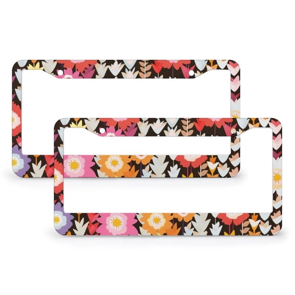 License Plate Frames Colorful Flowers Licenses Plates Frames Front Licenses Plate Covers Car Tag Frame 2 Pieces Colorful Bright Spring Natural Quality Aluminum License Plate Frame for US And CA
