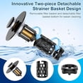 thumbnail image 6 of Bathroom Sink Stopper, Metal Pop-Up Sink Drain Strainer with Removable Stainless Steel Filter Basket, Universal Bathroom Hair Catcher Fit for 1.1-2.36'' Drain (Black, 2 Pack), 6 of 7
