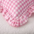 thumbnail image 7 of 2 Pack Pink White Plaid Ruffle Gingham Throw Lumbar Pillow Shams, 100% Washed Cotton Girly Farmhouse Decorative Checkered Pillow Covers Zipper Closure - 20''x12'', 7 of 7