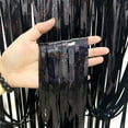 thumbnail image 3 of lanema Iridescent Black Foil Fringe Backdrop Curtains Glitter Shiny Tinsel Party Door Wall Curtain Holiday Decor, 3 of 6