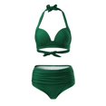thumbnail image 2 of "Gubotare Bikinis For Women High Waisted Women's Two Piece Halter Swimsuit Push Up Bikini Set Swimwear with Boyshorts Sporty V Neck Bathing Suit,Green L", 2 of 5