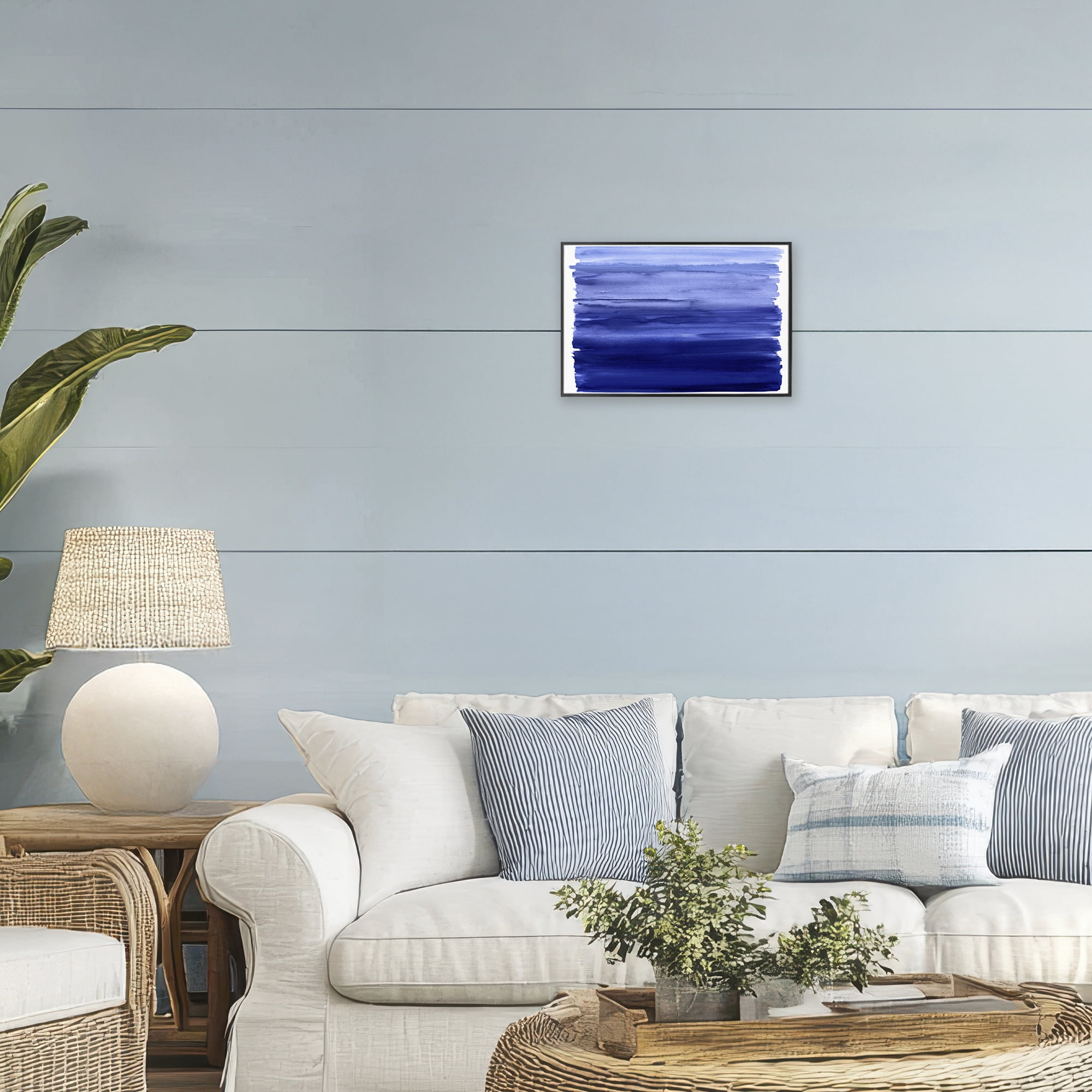 Stupell Industries Oceanic Ombre Blue Black Framed Giclee Art, design by Allie Corbin