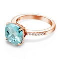 thumbnail image 3 of Gem Stone King 5.27 Ct Cushion Checkerboard Sky Blue Topaz 18K Rose Gold Plated Silver Ring, 3 of 5