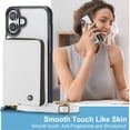 thumbnail image 2 of Elehold PU Leather Zipper Pocket Wallet Case for iPhone 16 Plus RFID Blocking Card Holders Large Capacity Anti-Scratch Detachable Handstrap Shockproof Case, White, 2 of 8