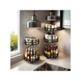 thumbnail image 4 of 3-Tier Rotating Kitchen Spice Rack, Metal Turntable Spice Organizer with Polished Finish, Multi-Layer Lazy Susan Seasoning Rack for Countertop and Pantry Storage, Modern Black, 4 of 9