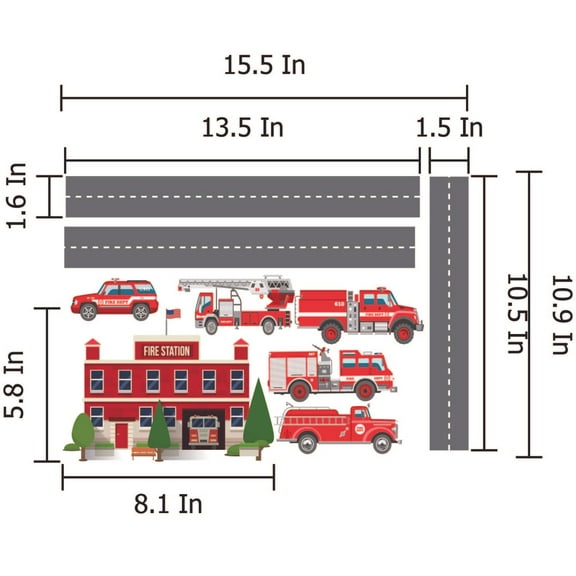 THE CITY - Kids Bedroom Vinyl Decal Adhesive Decoration Fire Station Design Home Wall Decal Sheet - DIY Removable Sticker Build A City Fire Station Stick And Peel Adjustable Wall Decal 15.5" x 10.9"