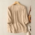 thumbnail image 2 of ZANZEA O Neck Floral Embroidered 3/4 Sleeve Casual Beige Blouse, 2XL (Women's Plus), 2 of 6