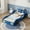 Blue, variant on Twin Size Race Car Bed Frame ,Wooden Car-Shaped Bed with Storage Shelf & Wheels, Floor Bed with Slats Support, No Box Spring Needed,Red