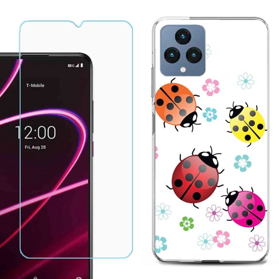 OneToughShield ® for T-Mobile Revvl 6x 5G Shockproof Phone Case, with Tempered Glass Screen Protector - Ladybug