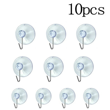 Leye Suction Cup Hooks for Hanger Space, 1.57 Inches Clear PVC Suction Cups with Metal Hooks Removable Small Suction Cups for Kitchen Bathroom Shower Wall Window Glass Door - 10 Packs