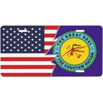 Flag of The Choctaw Nation and America License Plate Novelty Metal Plate Vanity Tag Aluminum Car Front License Plate Decor 6x12 Inch