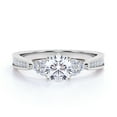 thumbnail image 2 of JeenMata Elegant Round Diamond - Cluster - Tapered Band - Engagement Ring with Pave Accents - 10K White Gold, 2 of 6
