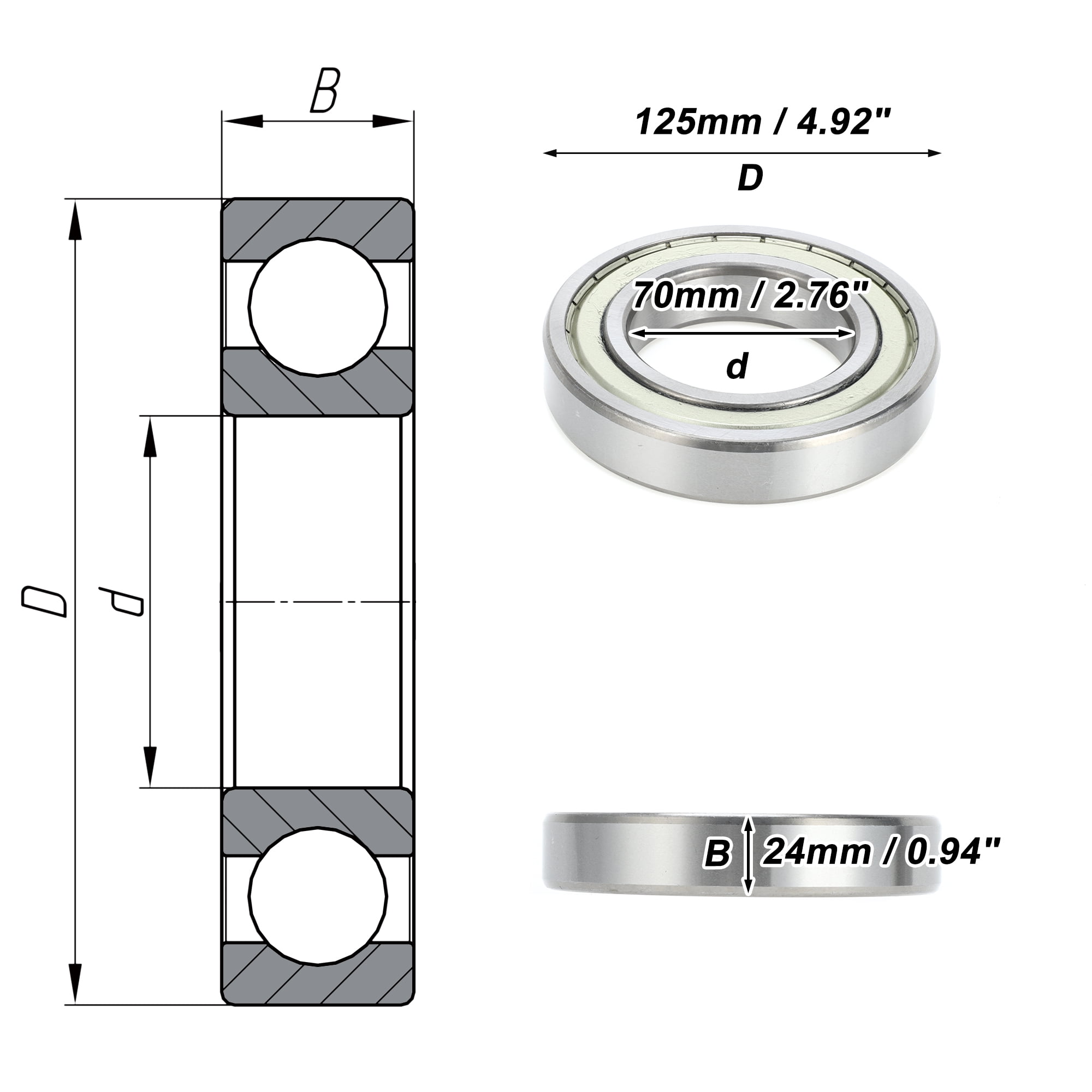 6214ZZ Deep Groove Ball Bearings 70x125x24mm 1 Pc Lubricated Bearings Scooter Skateboard Wheel