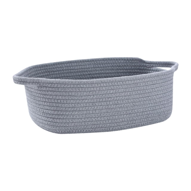 Cesta de cuerda de algodón, cesta tejida, cesta decorativa, cesta debajo del estante, cesta para juguetes de bebé, perro, soporte de maquillaje, gris