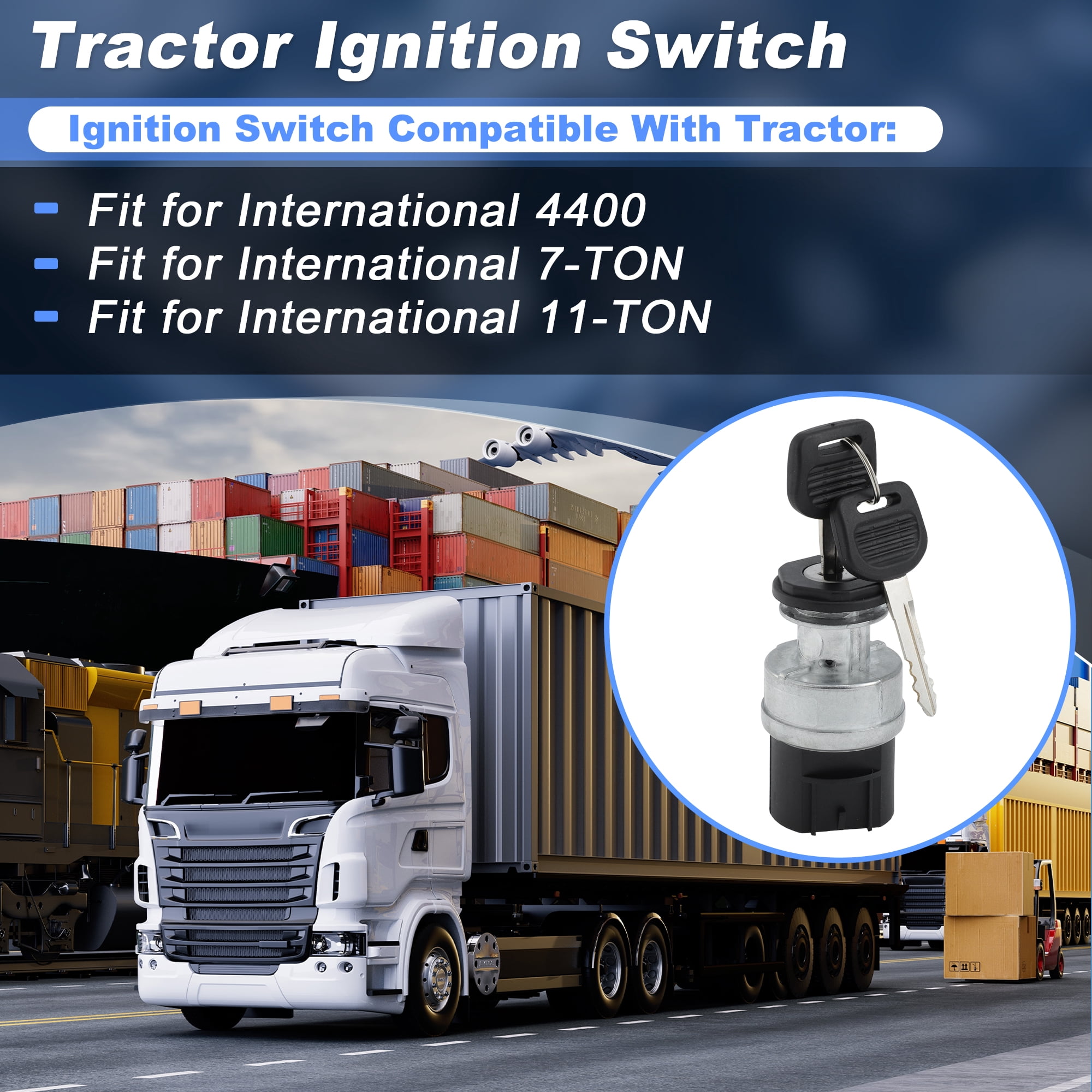 for International Ignition Switch with Key Replacement for International 4400 7-TON 11-TON, Ignition Starter Switch Replaces 3545580C2/3545580C1/3545580C/KG27057/4201104