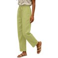 thumbnail image 2 of Bmisegm Casual Pants for Women Drawstring Waist Side Pockets Regular Fit Solid Color Straight Leg Pants Women, 2 of 8