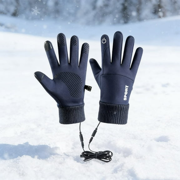 Waterproof Heated Winter Gloves for Men & Women - USB Heating, 3 Heat Settings, Touch Screen for Outdoor Work, Skiing & Cycling, L (Not Rechargeable)