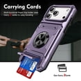 thumbnail image 1 of For Apple iPhone 17 Pro Phone Case with Finger Ring Holder Kickstand, Card Slots，Heavy Duty Shockproof Rugged Protective Working with Magnetic Car Phone Mount,Purple,For iPhone 17 Pro, 1 of 7