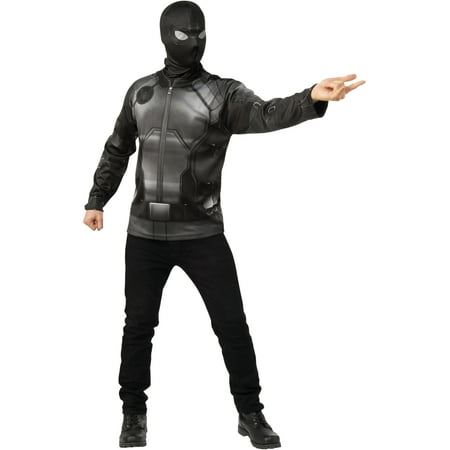 Mens Spider-Man Far From Home Black Stealth Shirt And Mask