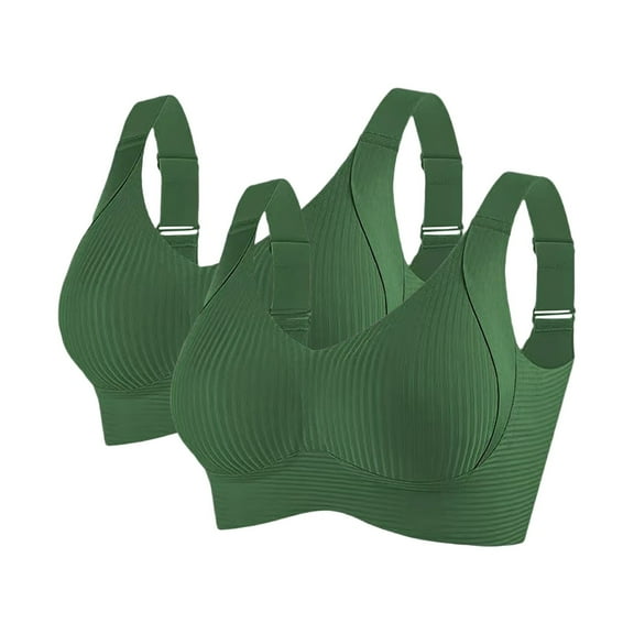 VISALY Wireless Bras Seamless Bra 2 Pc Sports Bras for Women No Underwire Minimizer Bras Full Coverage Bras with Support and Lift Bralette Everyday Bras Breathable Bras for Women A L