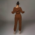 thumbnail image 5 of safuny Women's Jumpsuit Jumpsuit For Lady Wife Daughter Girlfriend Fashion Full Trousers V-Neck Long Sleeve Zip Belt Closure Jumpsuit Solid Color Comfy Lounge Casual Brown S, 5 of 9