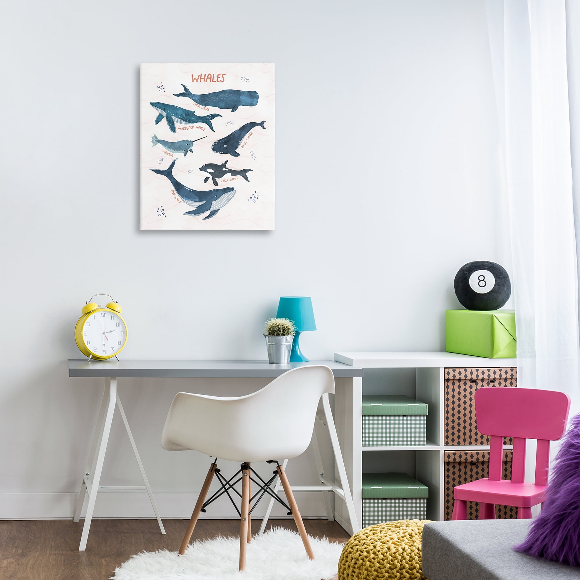 Stupell Industries Whales of the World Animals & Insects Painting Gallery Wrapped Canvas Art Print Wall Art, 24 x 30