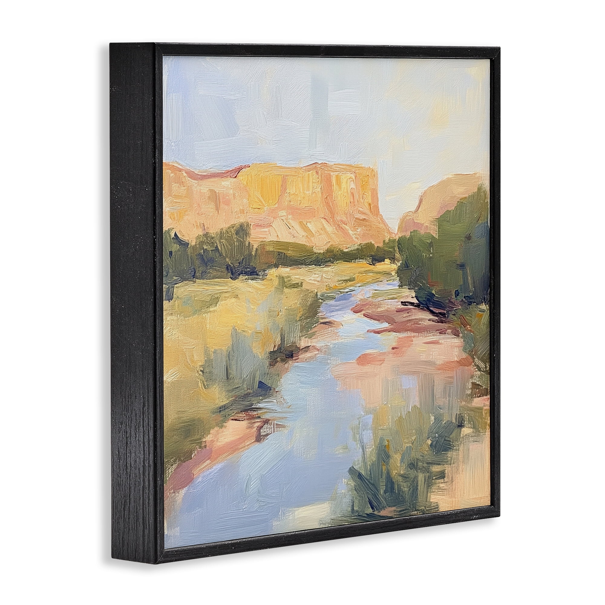 Stupell Industries Painted Plateau River Reflection Black Framed Giclee Art, design by Petal Prints Design