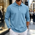 thumbnail image 6 of Delconic Men's Polo Shirt Long Sleeve Moisture Wicking Golf Shirts Sun Protection Collared Work Shirts Sky Blue S, 6 of 7