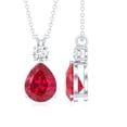 thumbnail image 3 of Rosec Jewels Lab Grown Ruby Drop Pendant (2.9 Carat, 7X10 mm Pear Shape, AAAA Grade) - Certified Ruby Diamond Necklace, 925 Sterling Silver, 3 of 6