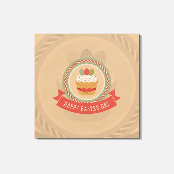 Happy Easter Cake 4'' X 4'' Square Wooden Coaster
