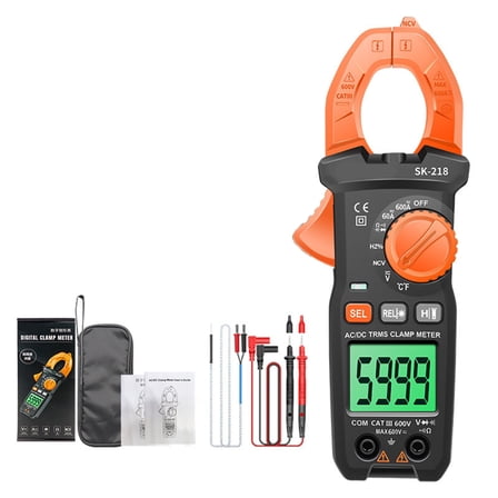 SK-218 Digital Clamp Meter 600A Current Measurement High Precised with LED Flashlight and Data Hold Function
