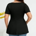 thumbnail image 3 of AherBiu Plus Size Tops for Women Peplum Ruffle Dressy Casual Blouse Front Knotted V Neck Short Sleeve Cute T-Shirts, 3 of 8