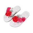 thumbnail image 6 of IEMIEMIEM Women's Platform Flip Flops Floral Wedge Sandals Comfortable Soft Cushion Slip on Summer Beach Vacation Thong Indoor Outdoor Walking Shoes White 6.5 Wide, 6 of 6