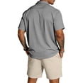 thumbnail image 4 of Hogleaql Big and Tall 2 Piece Linen Sets Outfits Mens Button Down Short Sleeve Shirts and Shorts with Pockets Elastic Waist Vacation Lightweight Loose Fit Matching Outfits Gray M, 4 of 4