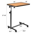 thumbnail image 3 of Gymax Overbed Rolling Laptop Food Tray Desk Tilting Top Natural, 3 of 10