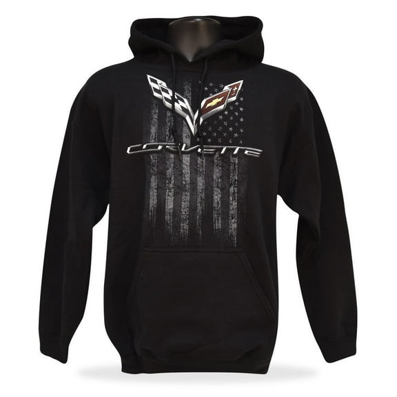 C7 Corvette Men's American Legacy Hooded Sweatshirt - Black Medium